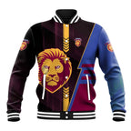 Personalized Brisbane Lions Baseball Jacket Modern Geometric Sports Graphic Style