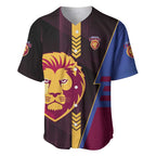 Personalized Brisbane Lions Baseball Jersey Modern Geometric Sports Graphic Style