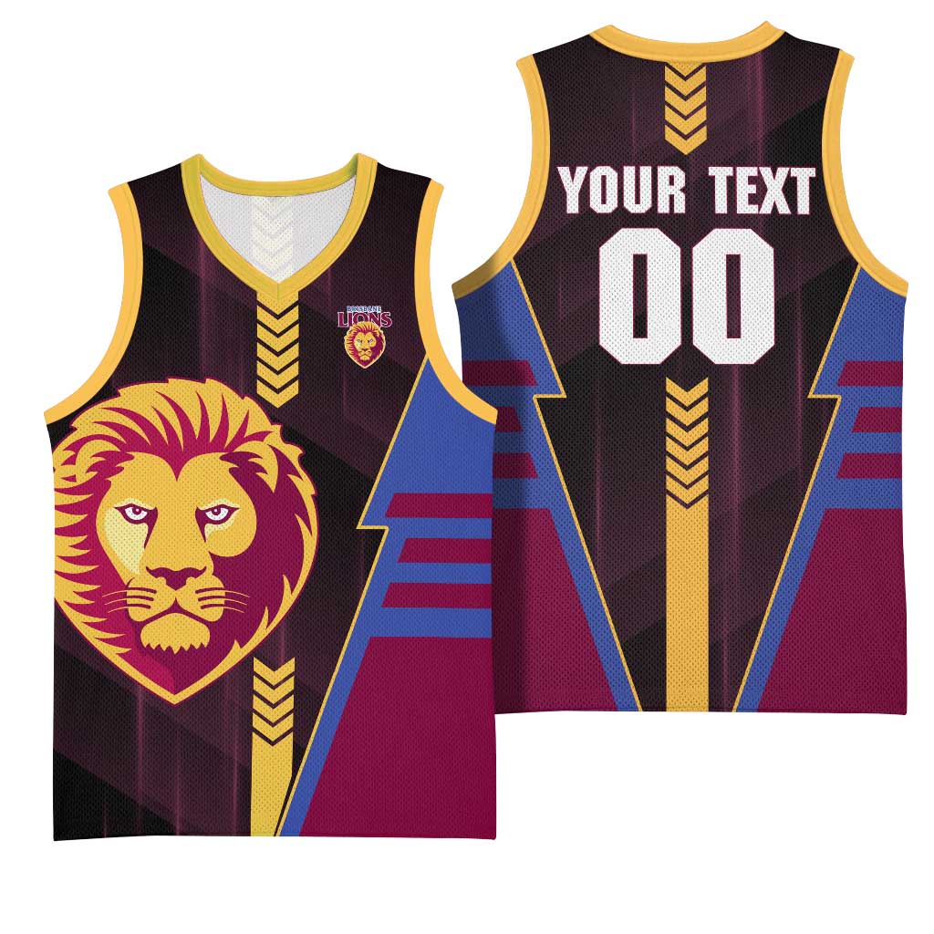 Personalized Brisbane Lions Basketball Jersey Modern Geometric Sports Graphic Style