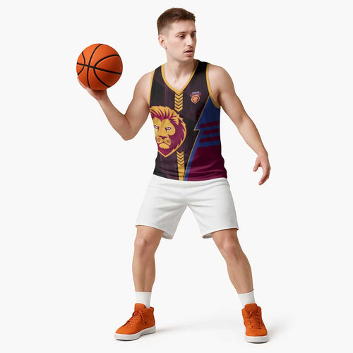 Personalized Brisbane Lions Basketball Jersey Modern Geometric Sports Graphic Style