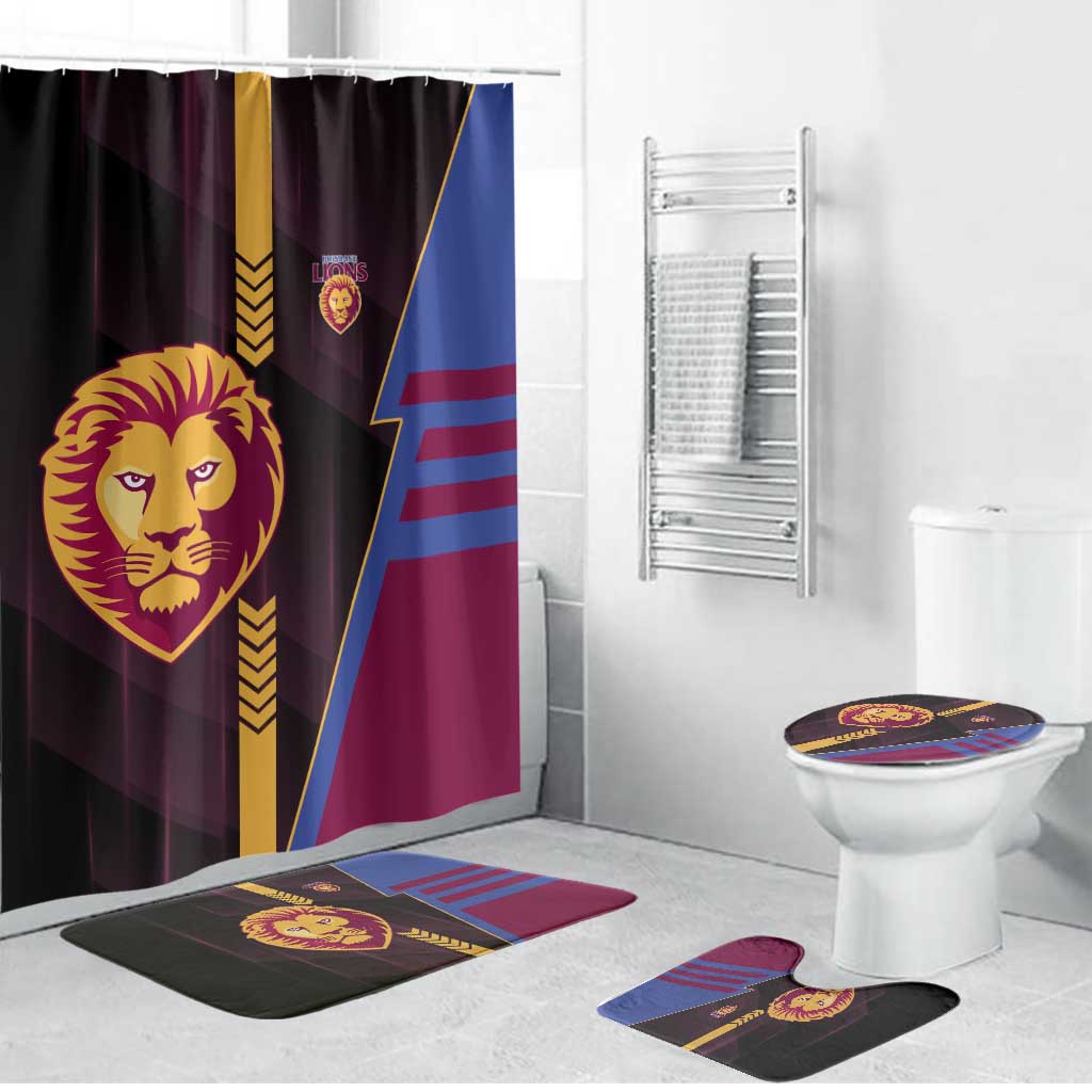 Brisbane Lions Bathroom Set Modern Geometric Sports Graphic Style