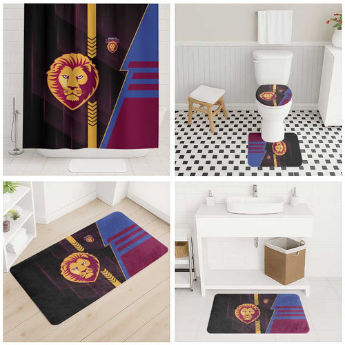 Brisbane Lions Bathroom Set Modern Geometric Sports Graphic Style