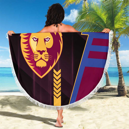 Brisbane Lions Beach Blanket Modern Geometric Sports Graphic Style