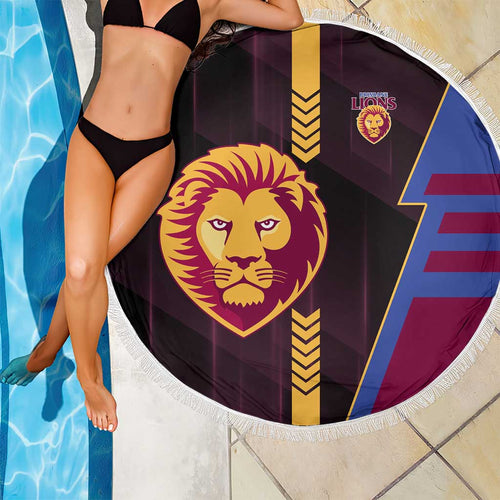 Brisbane Lions Beach Blanket Modern Geometric Sports Graphic Style