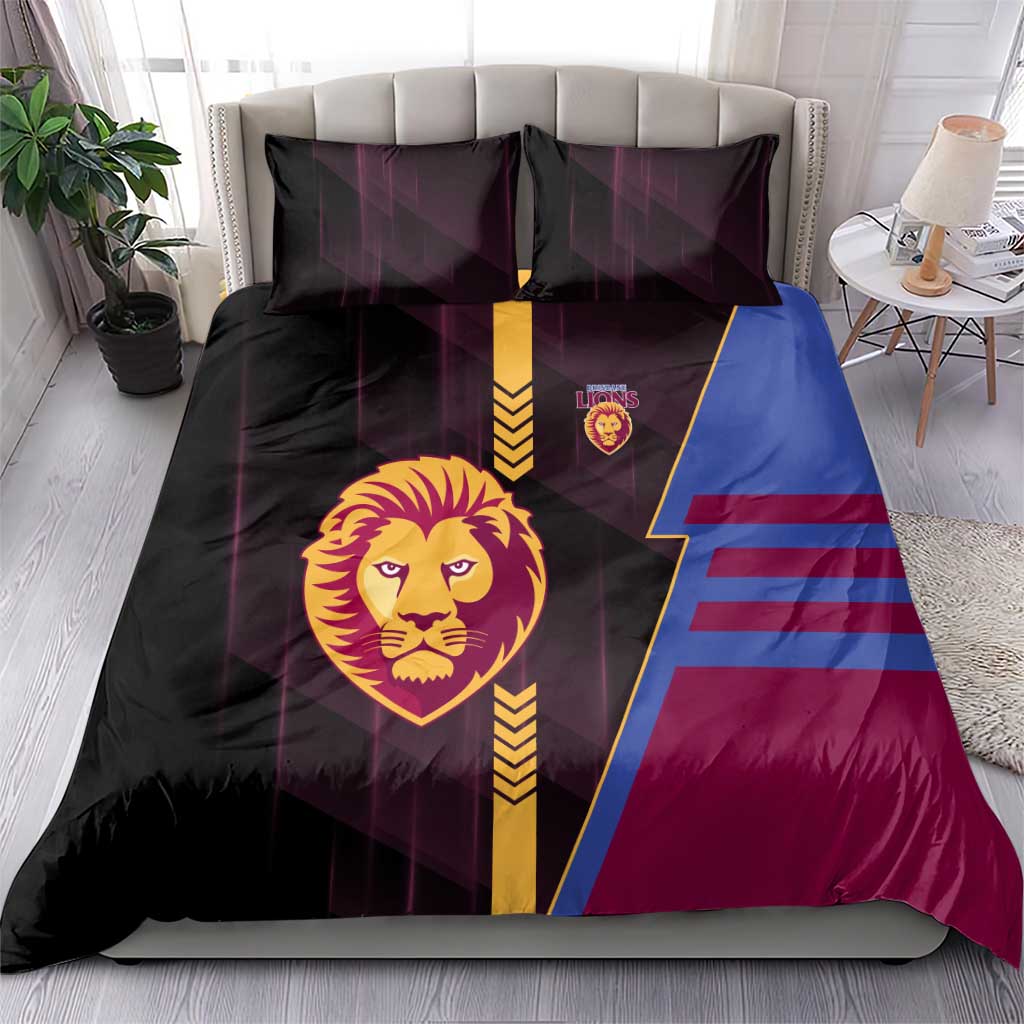 Brisbane Lions Bedding Set Modern Geometric Sports Graphic Style