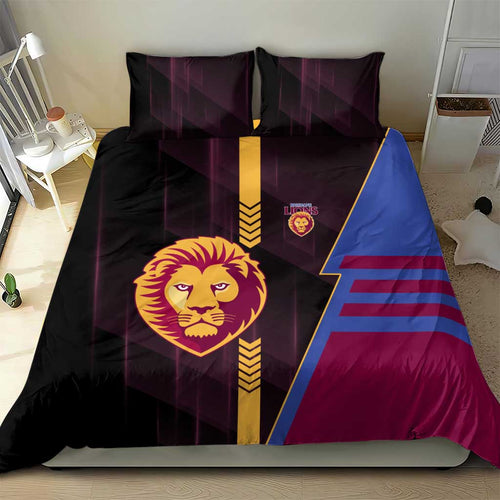 Brisbane Lions Bedding Set Modern Geometric Sports Graphic Style