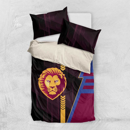 Brisbane Lions Bedding Set Modern Geometric Sports Graphic Style