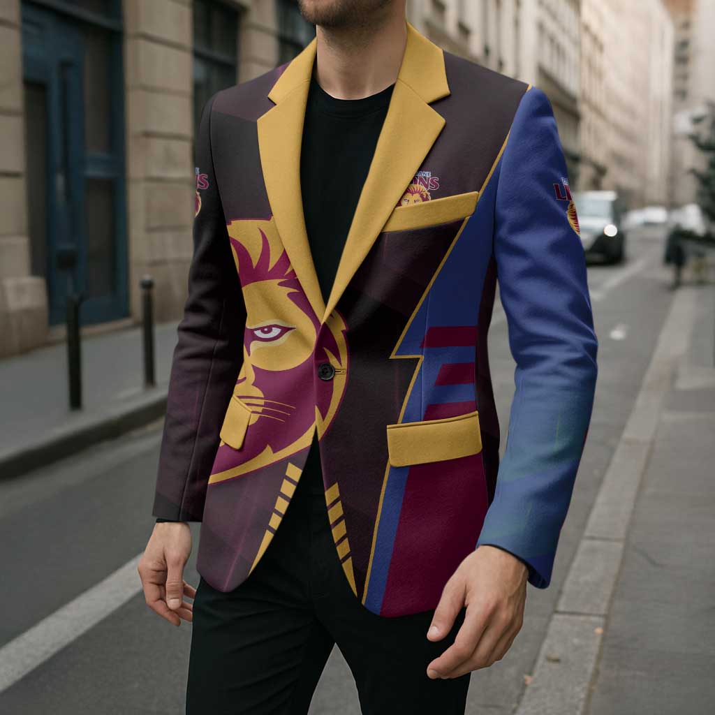 Personalized Brisbane Lions Blazer Modern Geometric Sports Graphic Style