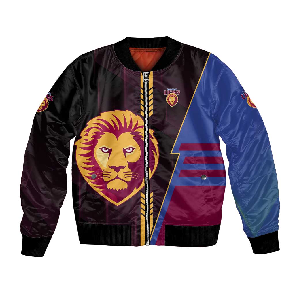 Personalized Brisbane Lions Bomber Jacket Modern Geometric Sports Graphic Style