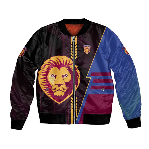 Personalized Brisbane Lions Bomber Jacket Modern Geometric Sports Graphic Style