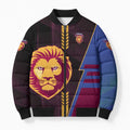 Personalized Brisbane Lions Bomber Puffer Jacket Modern Geometric Sports Graphic Style