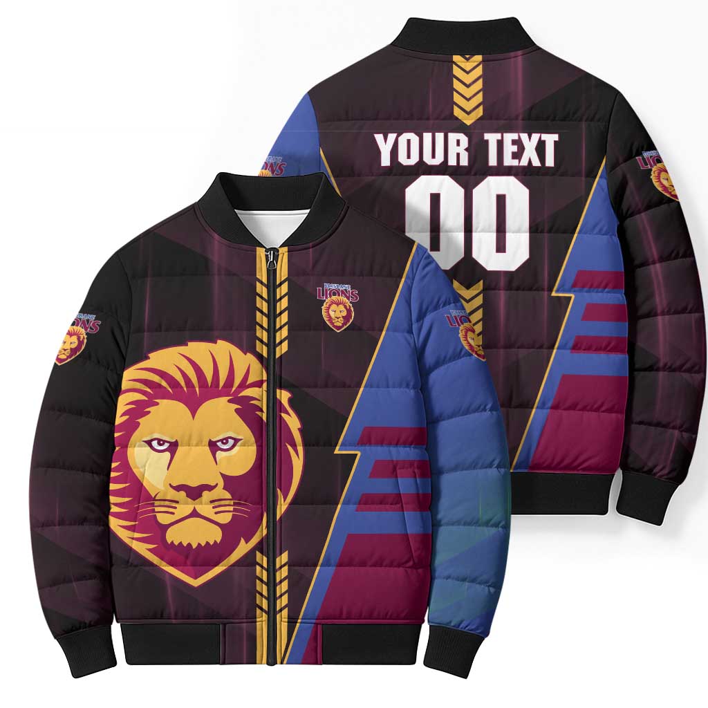 Personalized Brisbane Lions Bomber Puffer Jacket Modern Geometric Sports Graphic Style
