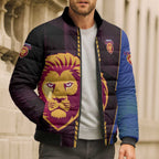Personalized Brisbane Lions Bomber Puffer Jacket Modern Geometric Sports Graphic Style