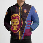 Personalized Brisbane Lions Bomber Puffer Jacket Modern Geometric Sports Graphic Style
