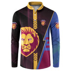 Personalized Brisbane Lions Button Sweatshirt Modern Geometric Sports Graphic Style
