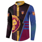 Personalized Brisbane Lions Button Sweatshirt Modern Geometric Sports Graphic Style