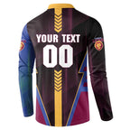 Personalized Brisbane Lions Button Sweatshirt Modern Geometric Sports Graphic Style