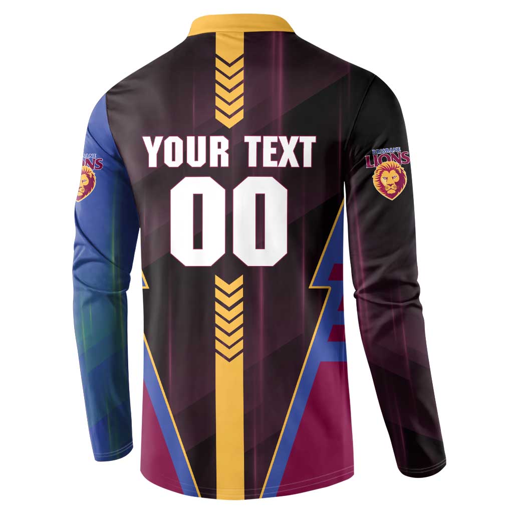 Personalized Brisbane Lions Button Sweatshirt Modern Geometric Sports Graphic Style