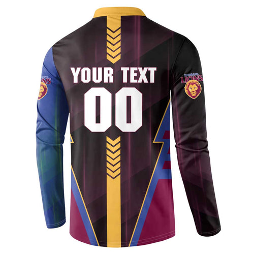 Personalized Brisbane Lions Button Sweatshirt Modern Geometric Sports Graphic Style