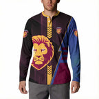 Personalized Brisbane Lions Button Sweatshirt Modern Geometric Sports Graphic Style