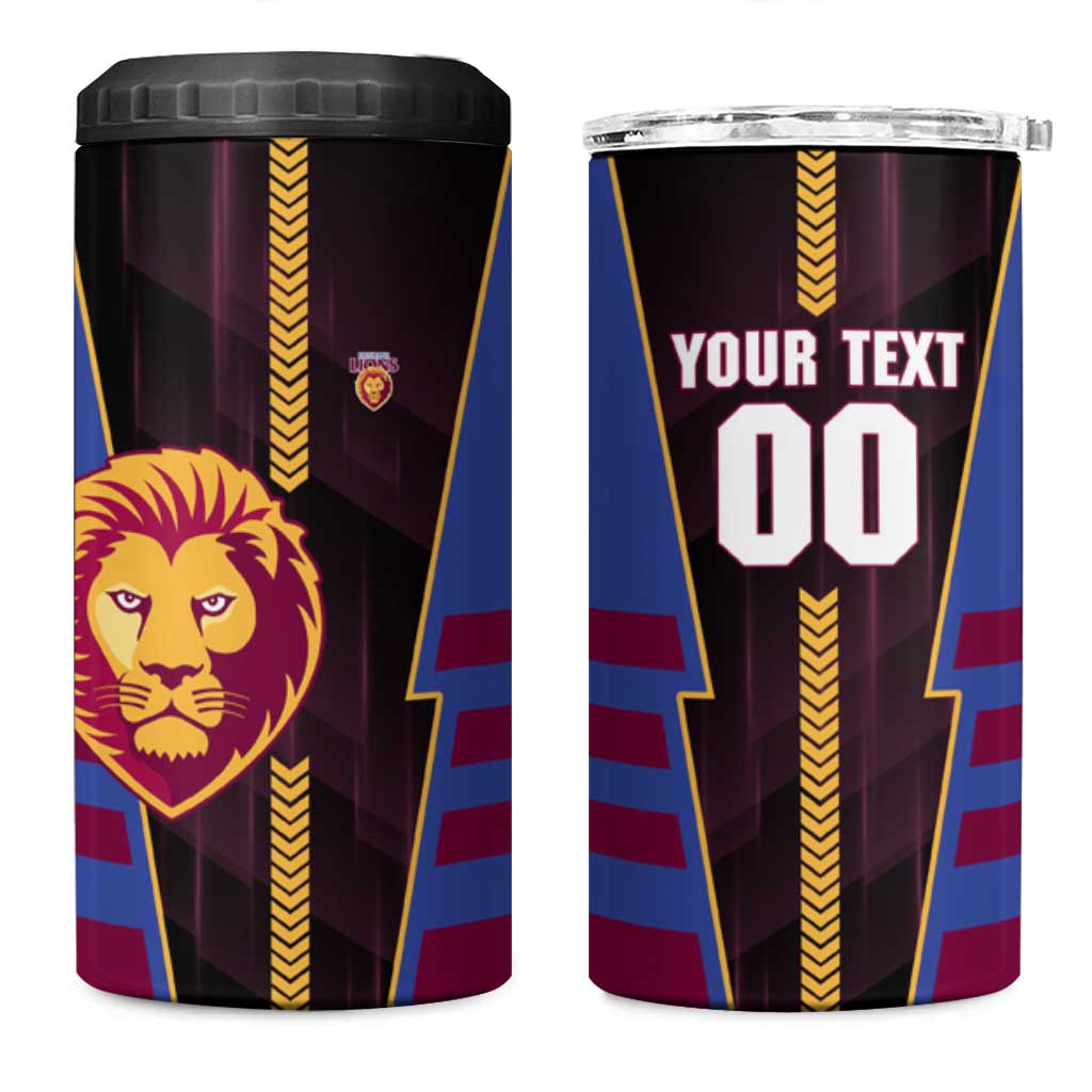 Personalized Brisbane Lions 4 in 1 Can Cooler Tumbler Modern Geometric Sports Graphic Style