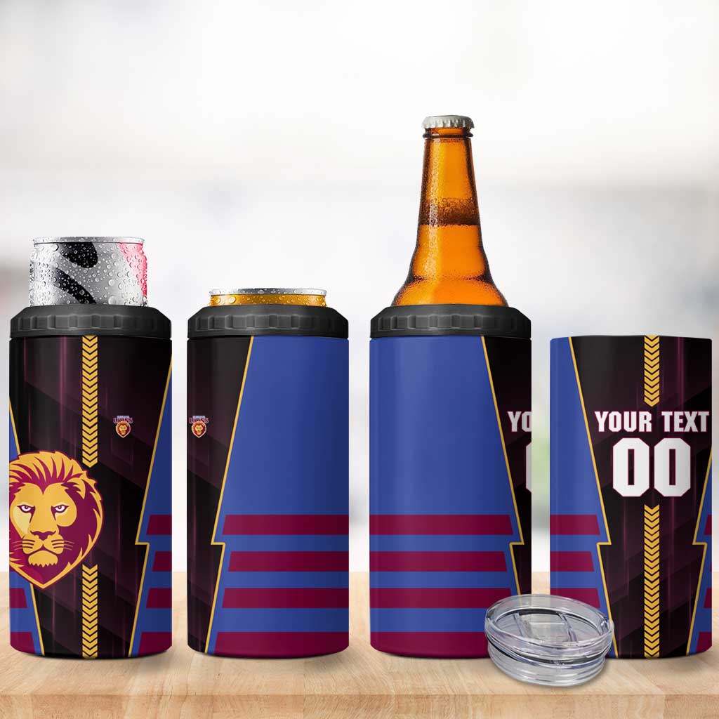 Personalized Brisbane Lions 4 in 1 Can Cooler Tumbler Modern Geometric Sports Graphic Style