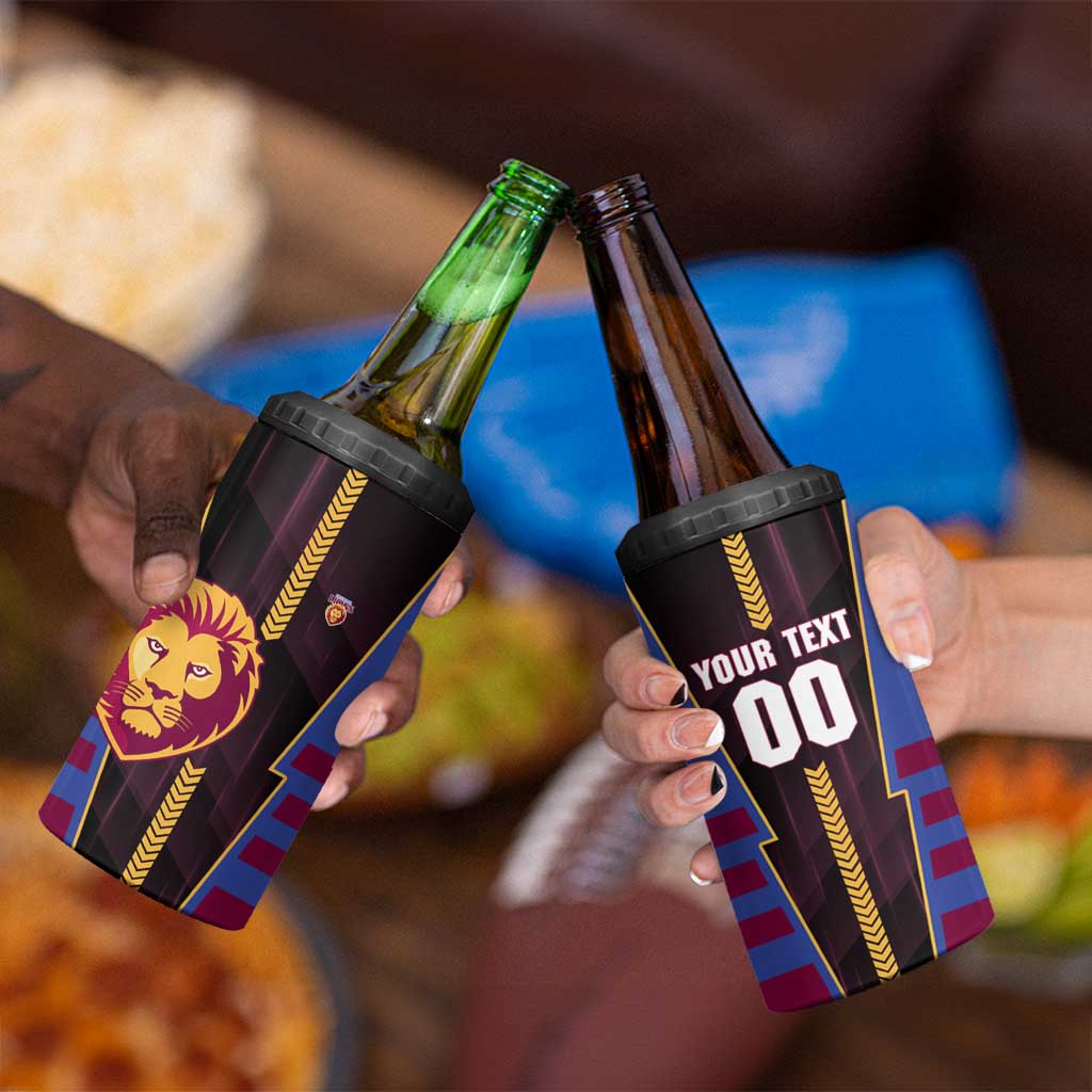 Personalized Brisbane Lions 4 in 1 Can Cooler Tumbler Modern Geometric Sports Graphic Style