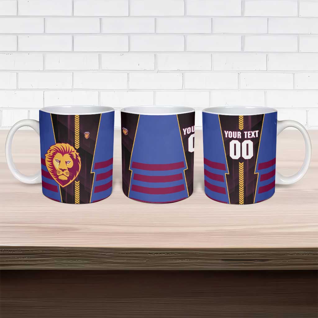 Personalized Brisbane Lions Ceramic Mug Modern Geometric Sports Graphic Style
