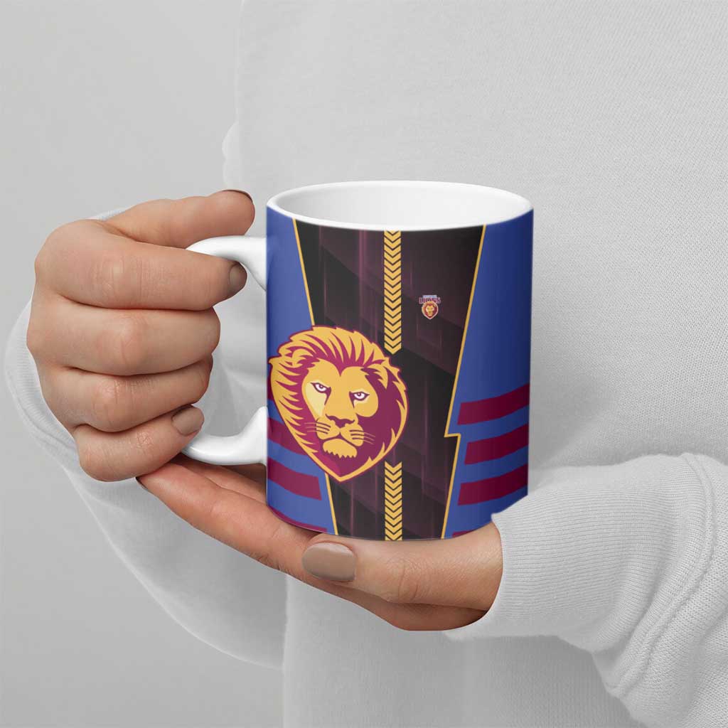Personalized Brisbane Lions Ceramic Mug Modern Geometric Sports Graphic Style