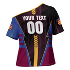 Personalized Brisbane Lions Cross Shoulder Shirt Modern Geometric Sports Graphic Style