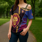 Personalized Brisbane Lions Cross Shoulder Shirt Modern Geometric Sports Graphic Style