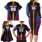 Personalized Brisbane Lions Family Matching Long Sleeve Bodycon Dress and Hawaiian Shirt Modern Geometric Sports Graphic Style