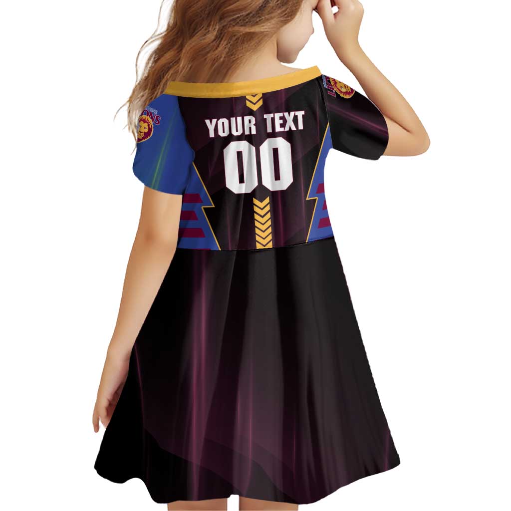Personalized Brisbane Lions Family Matching Off Shoulder Maxi Dress and Hawaiian Shirt Modern Geometric Sports Graphic Style