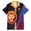 Personalized Brisbane Lions Family Matching Off Shoulder Maxi Dress and Hawaiian Shirt Modern Geometric Sports Graphic Style