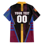 Personalized Brisbane Lions Family Matching Off Shoulder Short Dress and Hawaiian Shirt Modern Geometric Sports Graphic Style