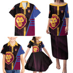 Personalized Brisbane Lions Family Matching Puletasi and Hawaiian Shirt Modern Geometric Sports Graphic Style