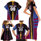 Personalized Brisbane Lions Family Matching Short Sleeve Bodycon Dress and Hawaiian Shirt Modern Geometric Sports Graphic Style