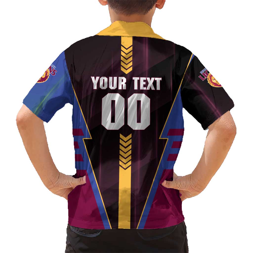 Personalized Brisbane Lions Family Matching Summer Maxi Dress and Hawaiian Shirt Modern Geometric Sports Graphic Style
