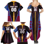 Personalized Brisbane Lions Family Matching Summer Maxi Dress and Hawaiian Shirt Modern Geometric Sports Graphic Style