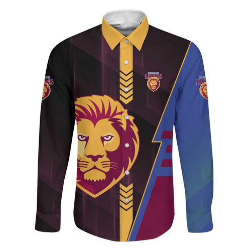 Personalized Brisbane Lions Family Matching Summer Maxi Dress and Hawaiian Shirt Modern Geometric Sports Graphic Style