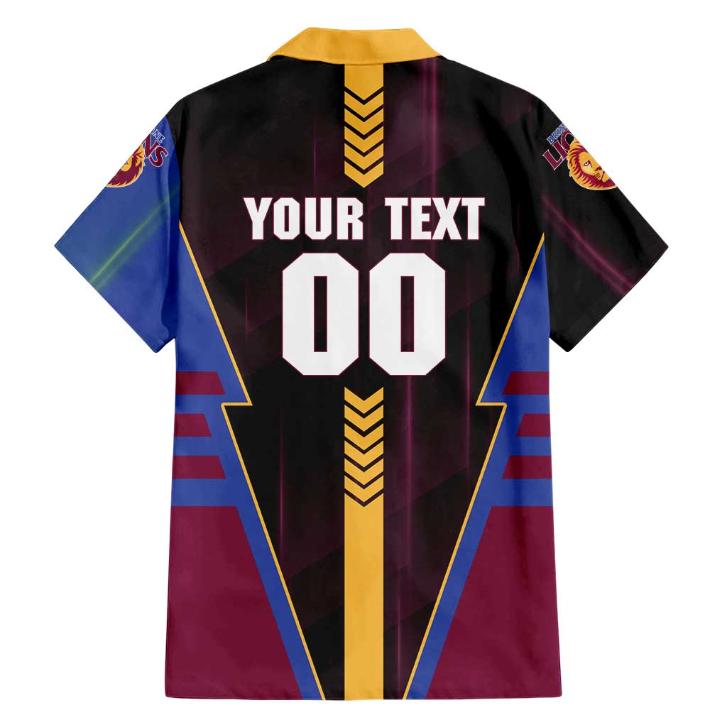Personalized Brisbane Lions Family Matching Tank Maxi Dress and Hawaiian Shirt Modern Geometric Sports Graphic Style