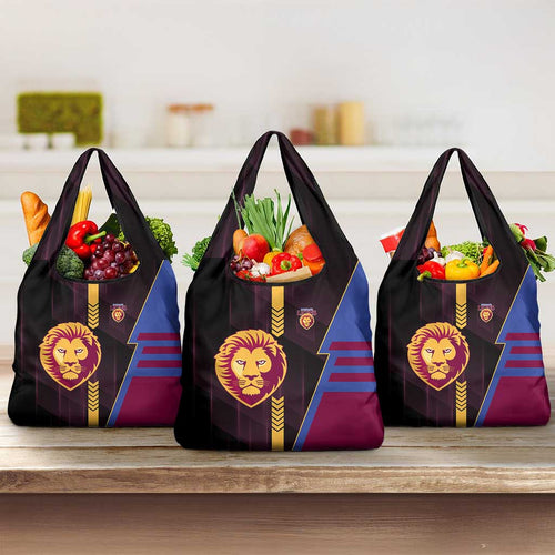 Brisbane Lions Grocery Bag Modern Geometric Sports Graphic Style