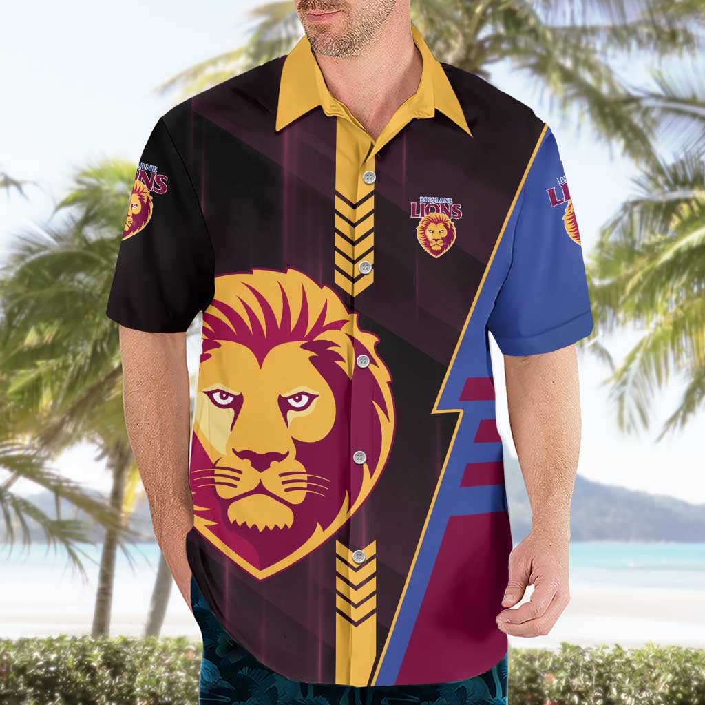 Personalized Brisbane Lions Hawaiian Shirt Modern Geometric Sports Graphic Style