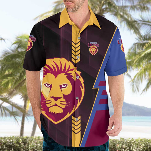 Personalized Brisbane Lions Hawaiian Shirt Modern Geometric Sports Graphic Style