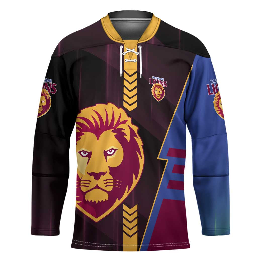 Personalized Brisbane Lions Hockey Jersey Modern Geometric Sports Graphic Style