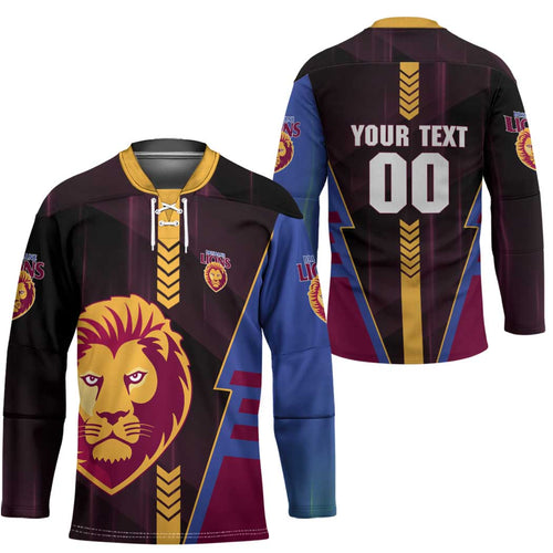 Personalized Brisbane Lions Hockey Jersey Modern Geometric Sports Graphic Style