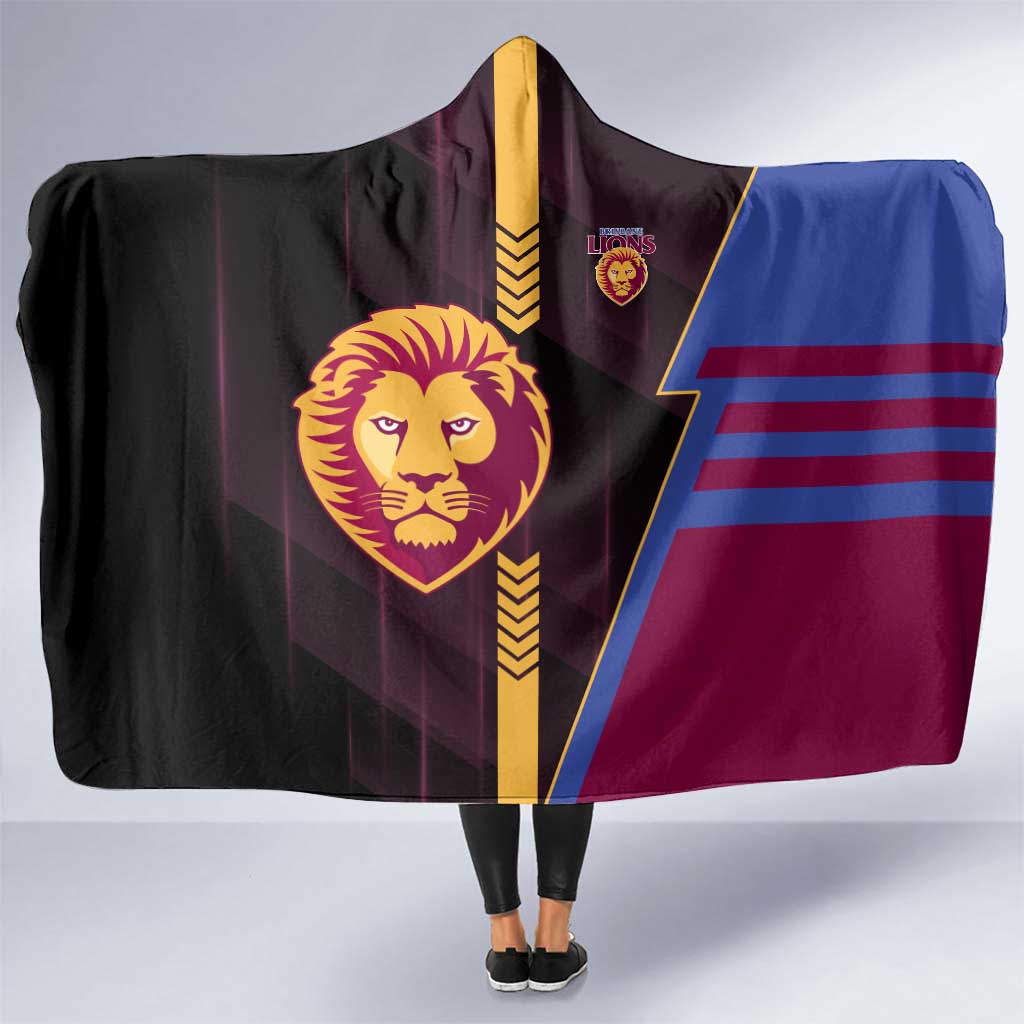 Brisbane Lions Hooded Blanket Modern Geometric Sports Graphic Style