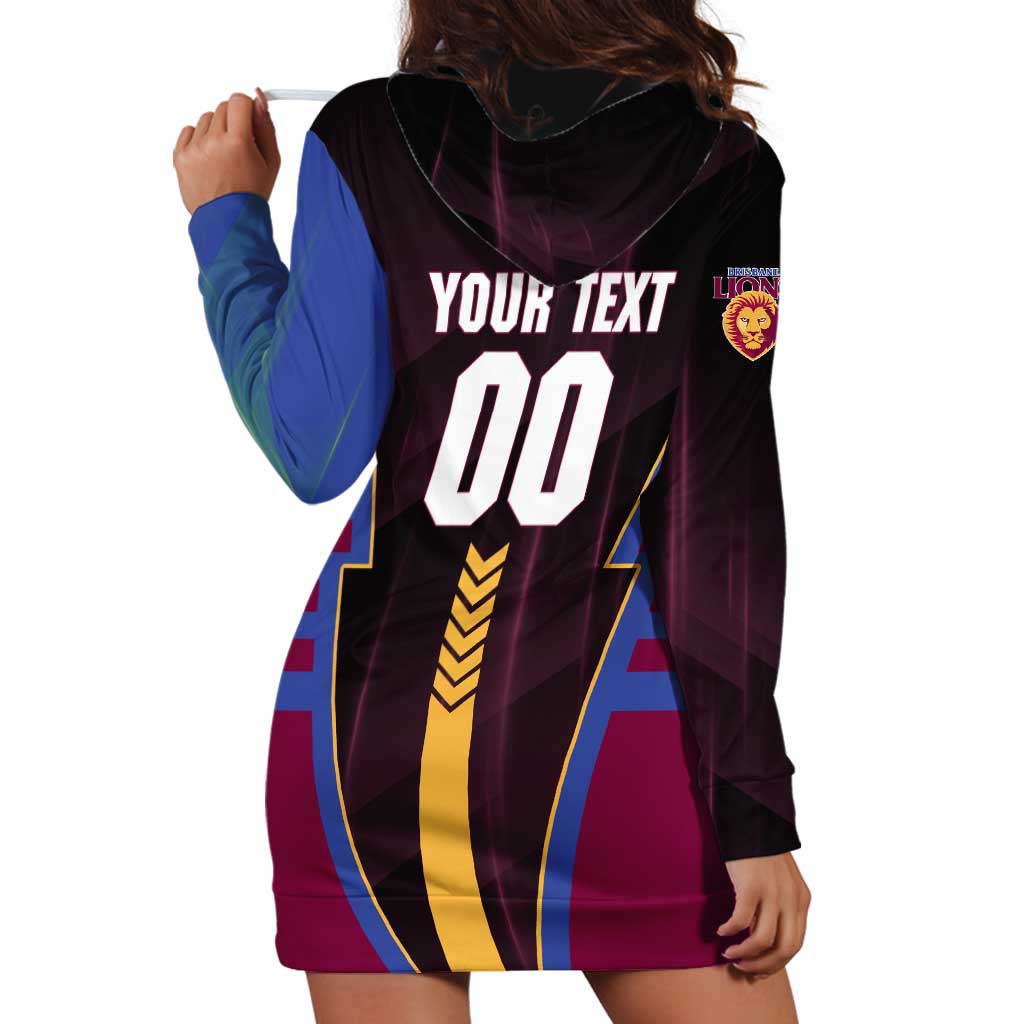 Personalized Brisbane Lions Hoodie Dress Modern Geometric Sports Graphic Style