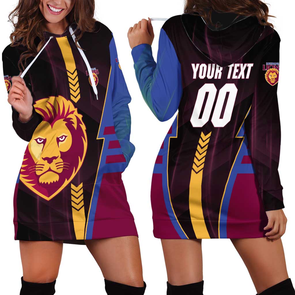 Personalized Brisbane Lions Hoodie Dress Modern Geometric Sports Graphic Style