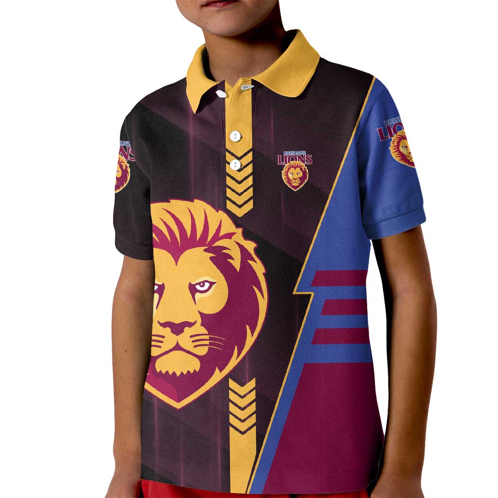 Personalized Brisbane Lions Kid Polo Shirt Modern Geometric Sports Graphic Style